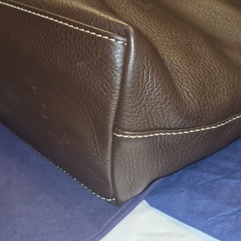 Leather Hobo Bag in Dark Brown with Gold Hardware